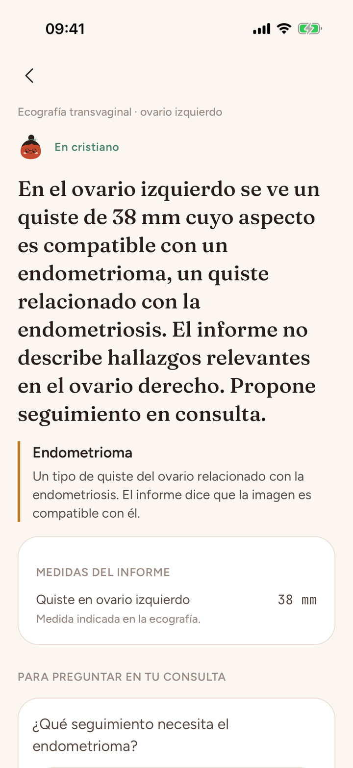 Un informe de ecografía explicado en lenguaje sencillo